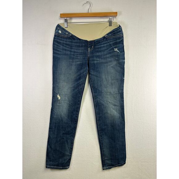 Woman's Indigo Blue Denim Maternity Dark Wash Straight Jeans - Size Medium - Picture 1 of 9
